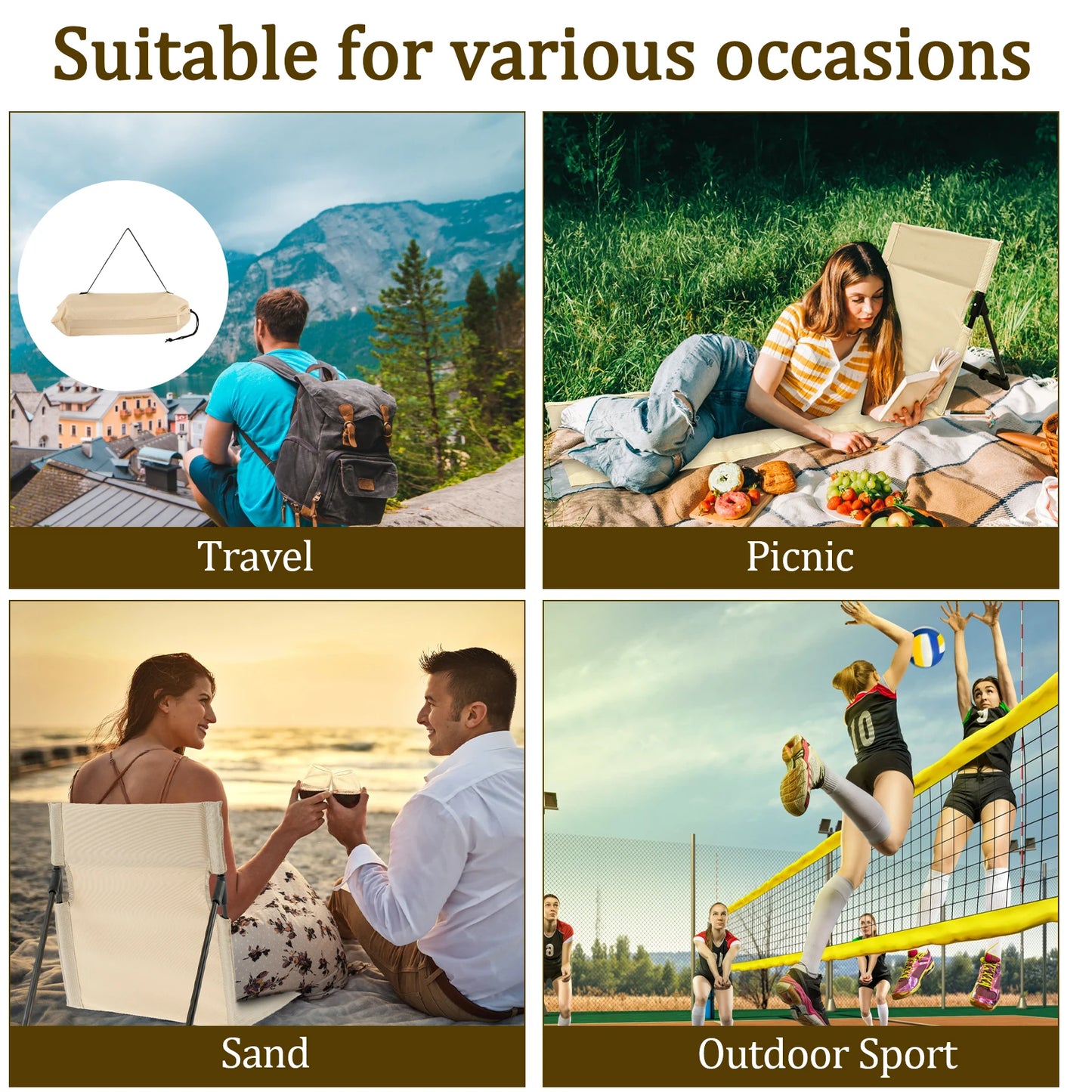 Outdoor Folding Camping Chair | Foldable | Backrest Cushion | One Size