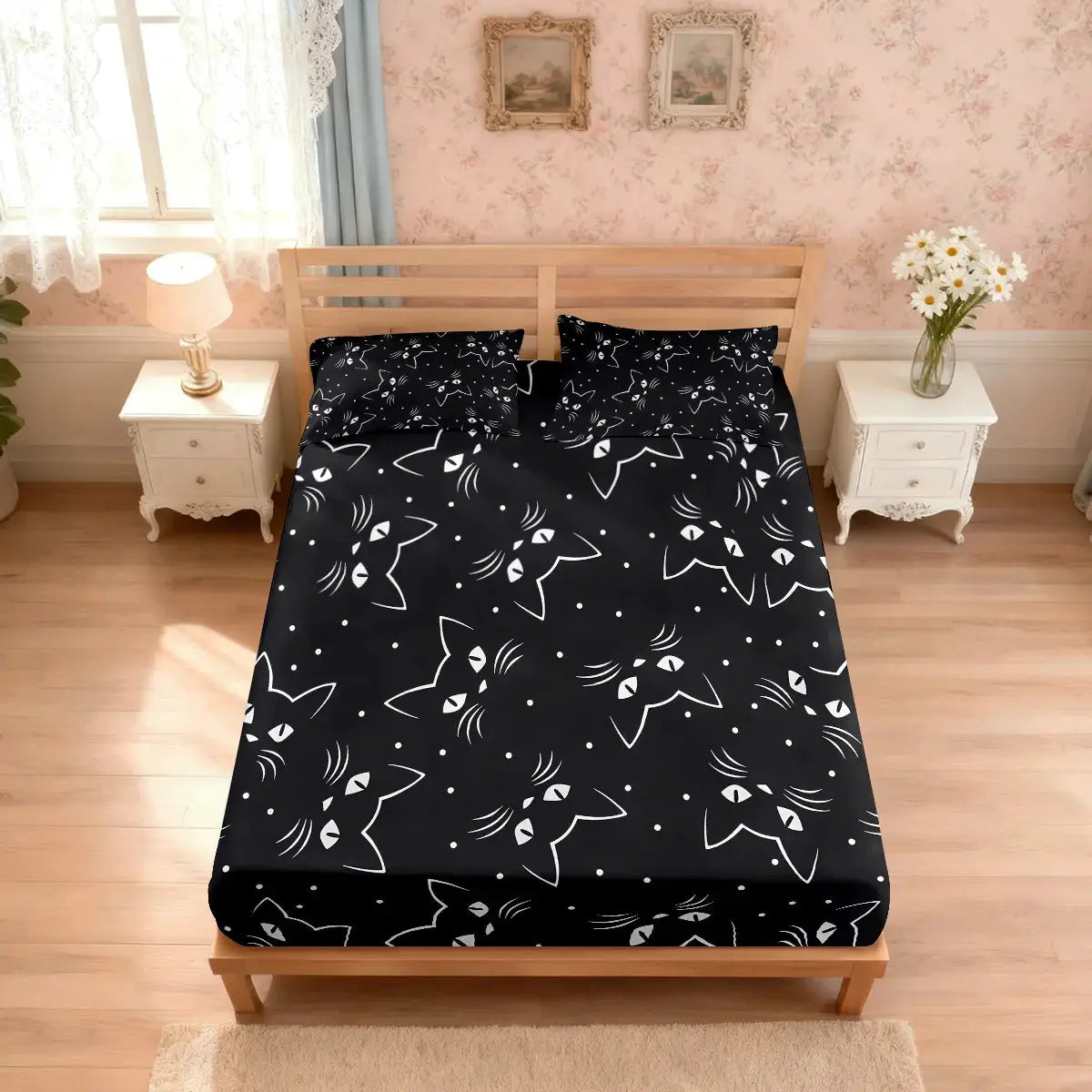 3pcs Cartoon Cute Cat Printed Chipless Bed Sheet Set Multi Size Soft Bed Cover Bedroom Bedding Decoration from PriceLows™