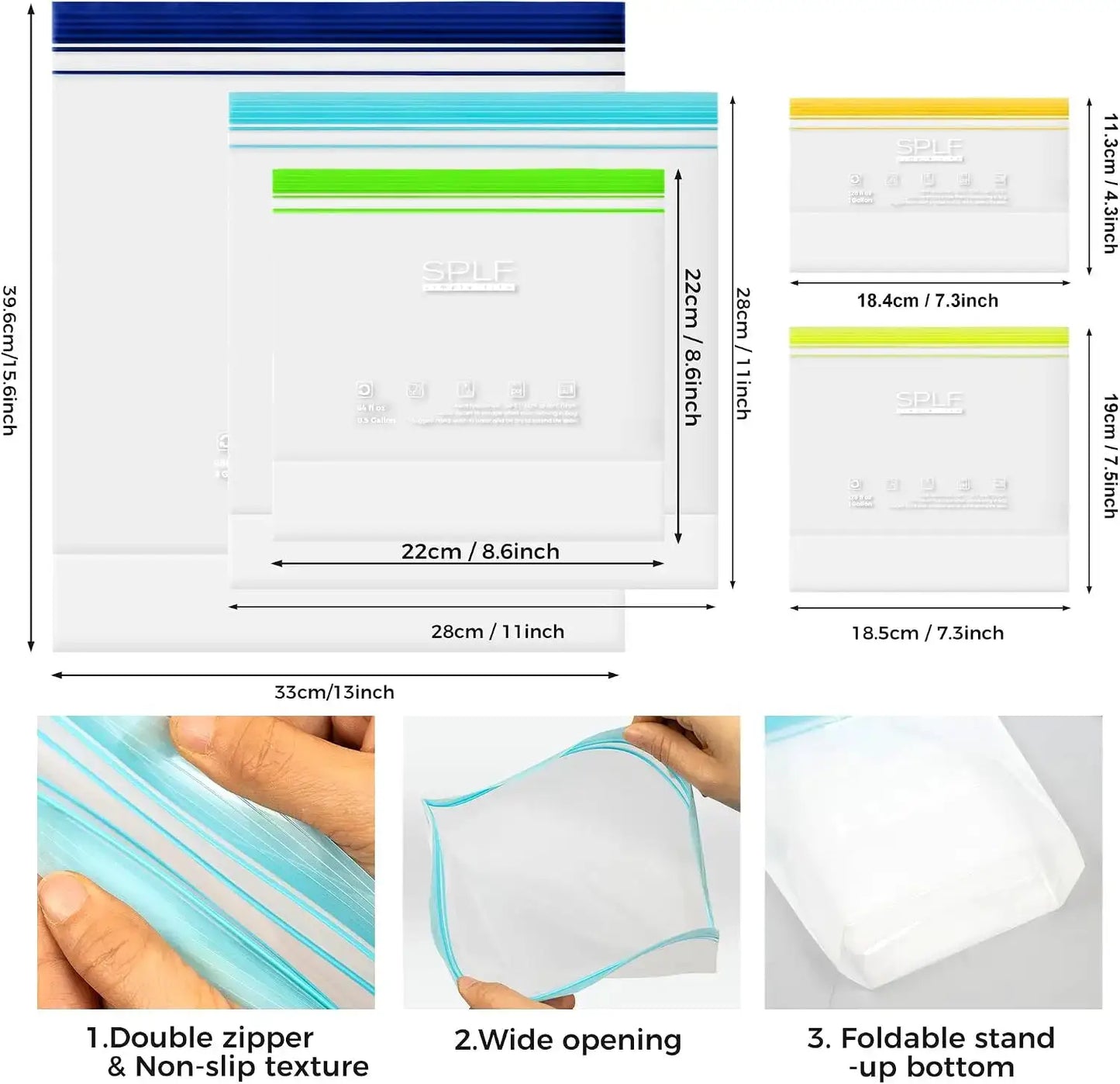 Reusable Gallon Freezer Bags | Leakproof | Microwave Safe | 12 Pack