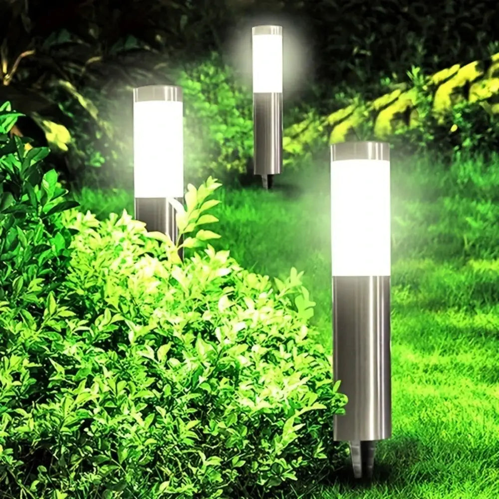 Solar Stainless Steel LED Modern Pathway Lights Upgraded Courtyard Outdoor Garden Cylindrical Lawn Light Outside Walkway Decor from PriceLows™