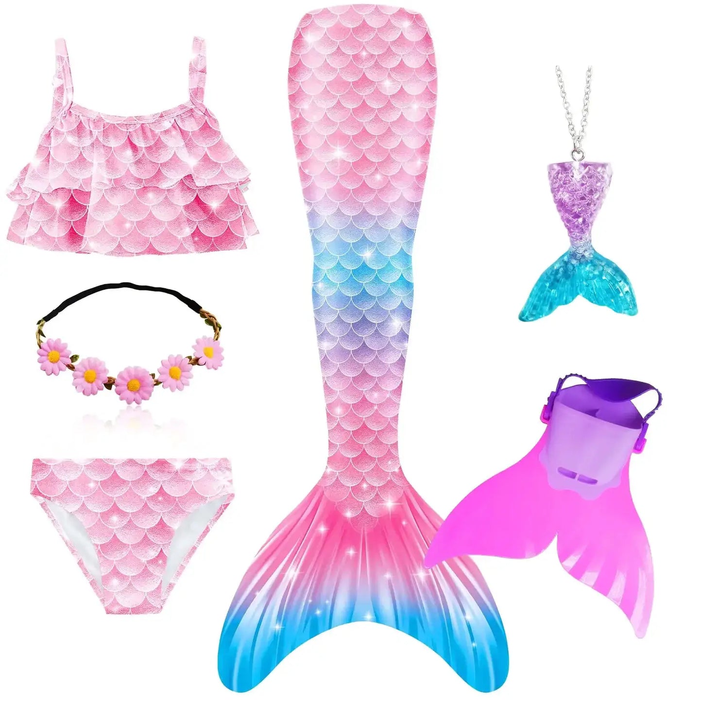 Girls Swimming Mermaid Tail Mermaid Costume Dress Cosplay Christmas Birthday Gift Swimsuit Can Add Monofin Fin Halloween Costume from PriceLows™