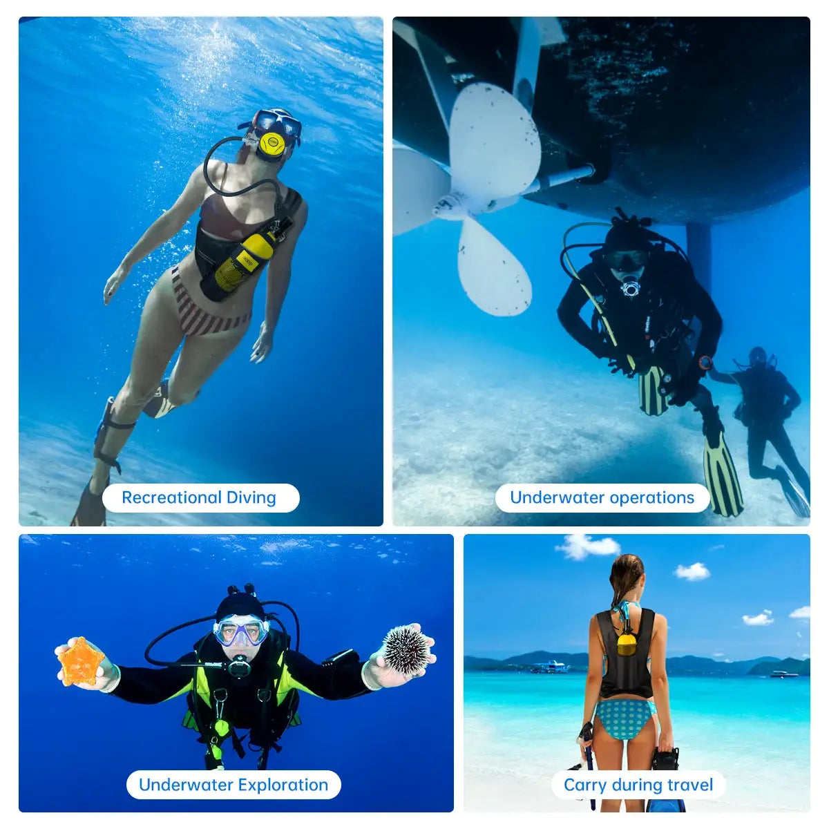 Mini Scuba Tank Set | 1 Liter Capacity | 3000 PSI | 3 Piece Set