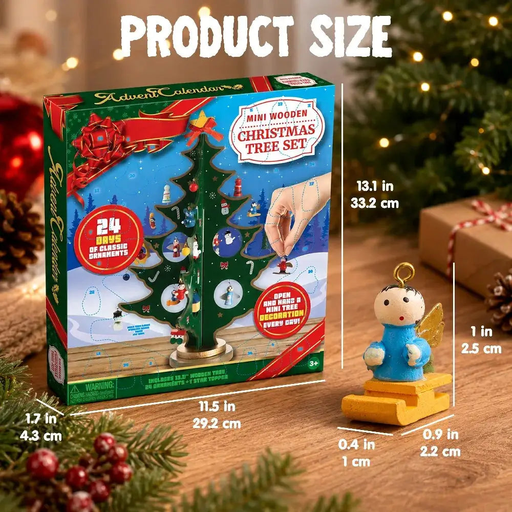 Christmas Advent Calendar | 24 Days | 28 Ornaments | Wooden Tree