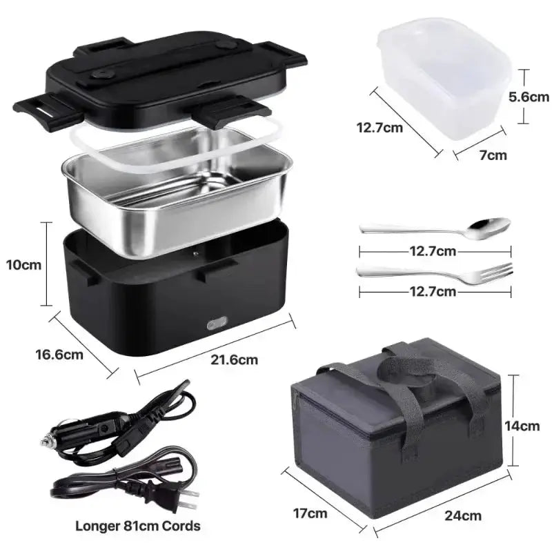 1.8L Food Heater 3 in1 Portable Leakproof Heated Lunch Box 75W Electric Lunch Box for Car Truck Office with Insulated Carry Bag from PriceLows™
