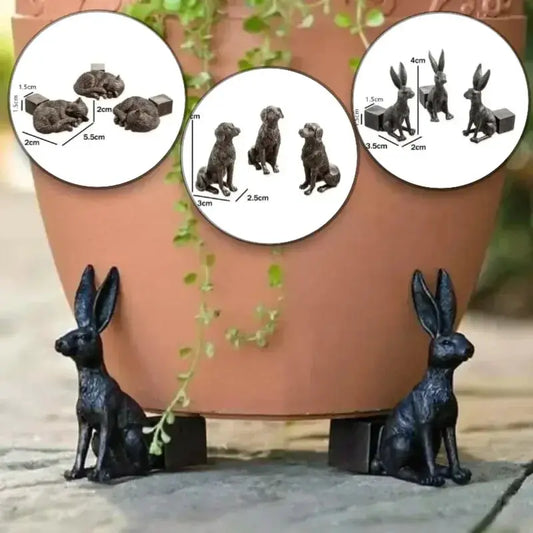 3Pcs Flower Pot Feet Stand Animal Shape Cat Dog Rabbit Plant Pots Risers Pad Outdoor Garden Resin Pot Foot Plant Bonsai Holders from PriceLows™