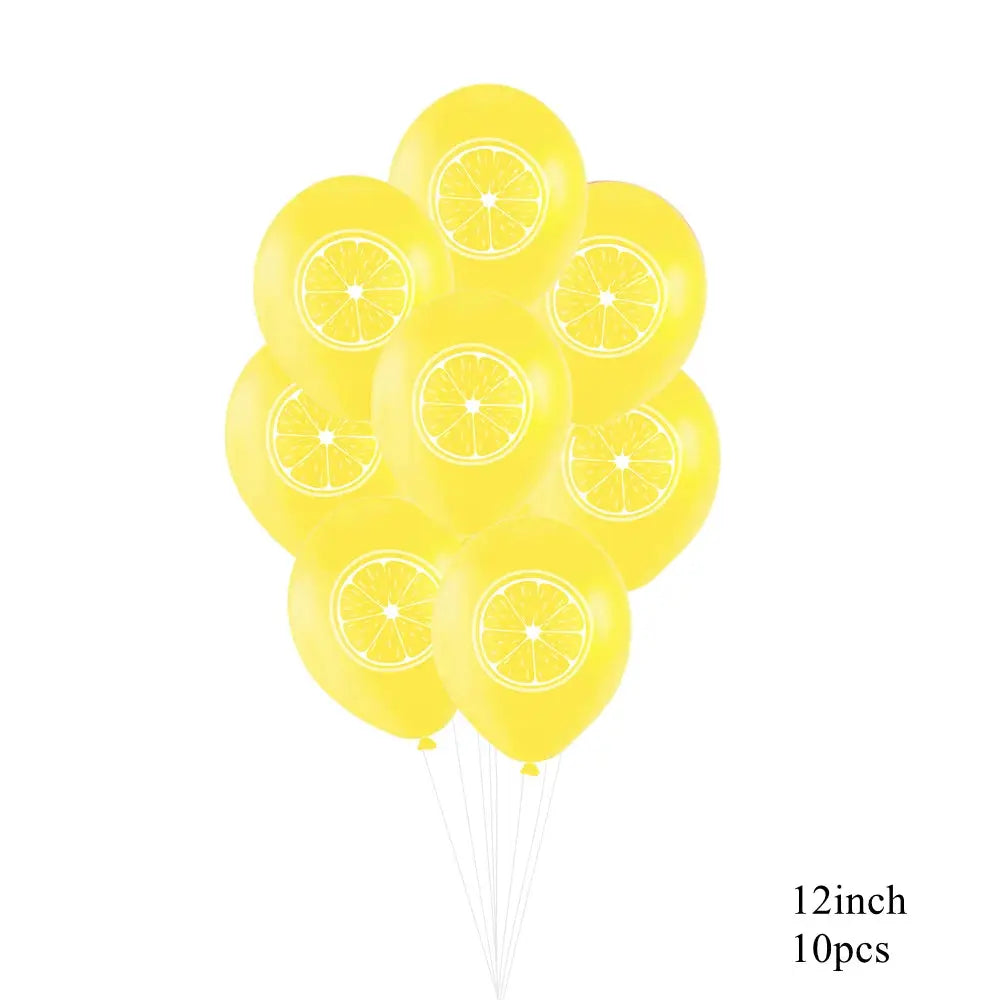 Lemon Disposable Party Tableware Set | Brown Paper Cups Plates Cake Toppers
