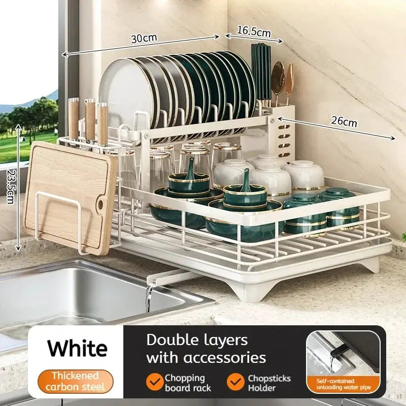 Stainless Steel Dish Drying Rack with Drainboard, Over Sink Plate Organizer for Kitchen Storage from PriceLows™