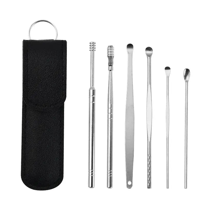 Wholesale Ear Cleaning Tool Stainless Steel Ear Pick Kit &1Pc Storage Bag Earwax Remover Tool from PriceLows™