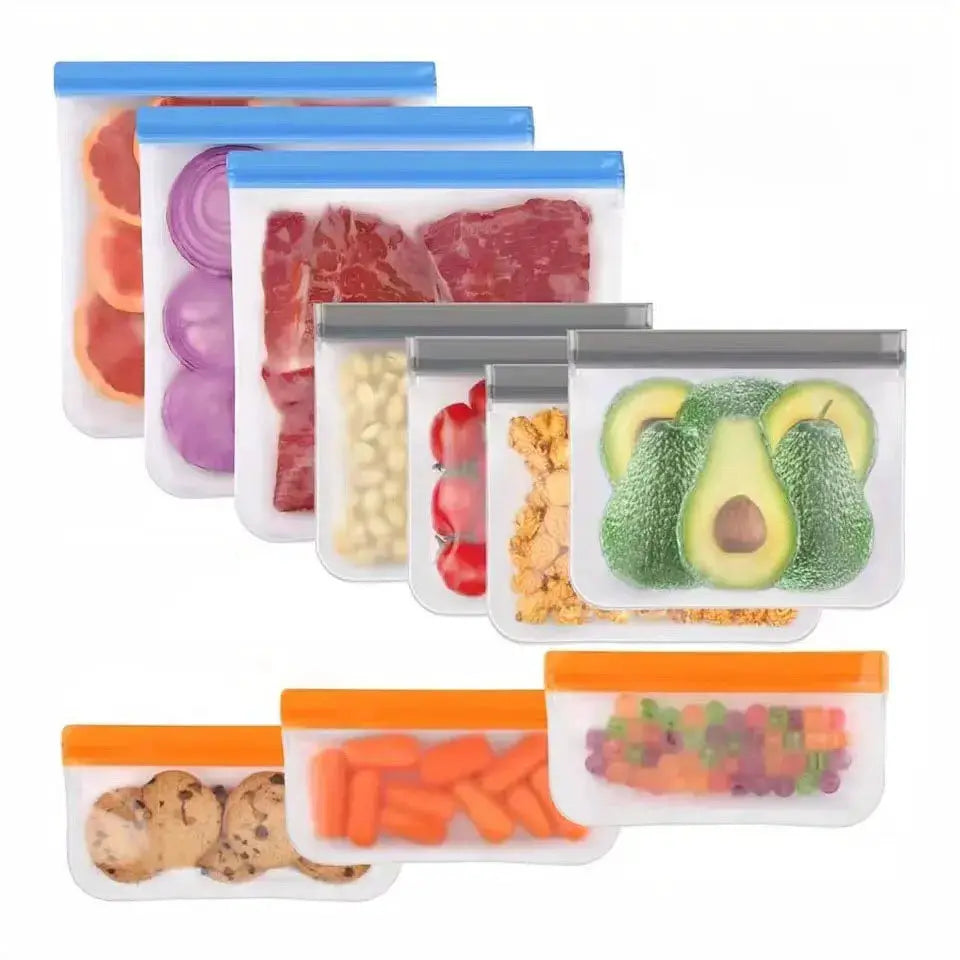Silicone Food Grade Storage Bags | Leakproof | Freezer Safe | 5Pcs or 10Pcs