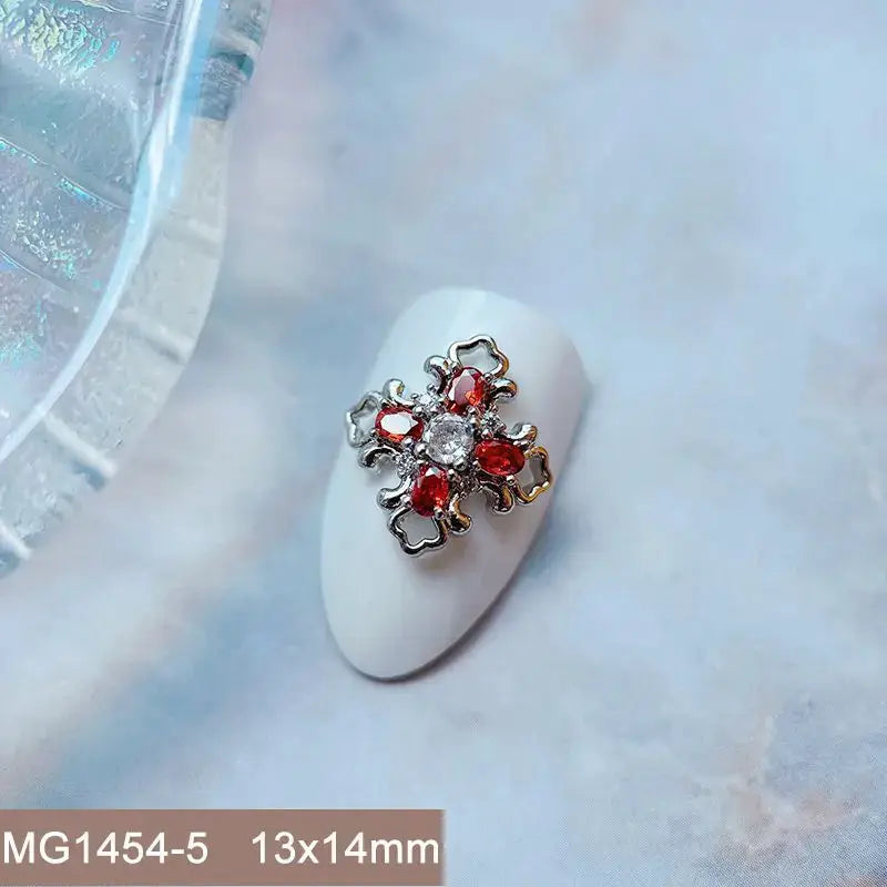 10pcs/lot Luxury Halloween Black Cross Heart Zircon Metal Nails Jewelry Decorations Nail Art Accessories Charms Parts Supplies from PriceLows™