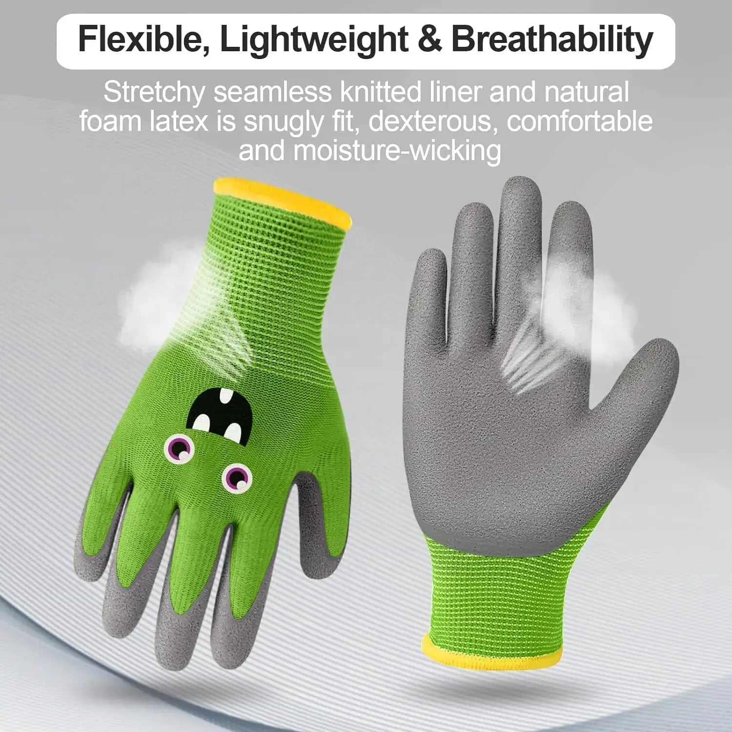 3 Pairs Kids Gardening Gloves, Soft Rubber Coated Yard Work Gloves for Toddlers Girls Boys from PriceLows™