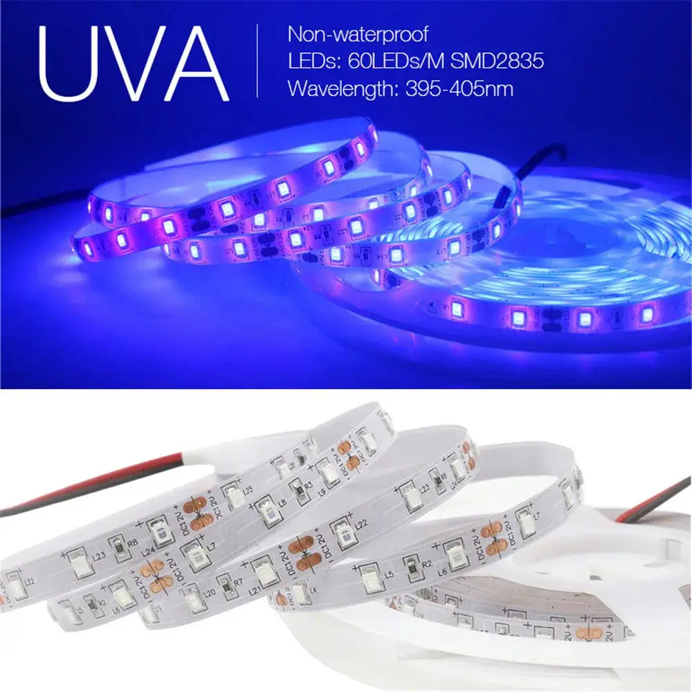 UV Led Strip light 5V UVA Light 395-405nm SMD2835 Ultraviolet Ray LED Diode Ribbon Purple Tape Lamp USB With Switch 60LEDs/m from PriceLows™