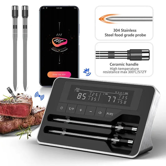 Smart Wireless Meat Thermometer | 5mm Thin Probe | Bluetooth LCD | Grill Oven from PriceLows™