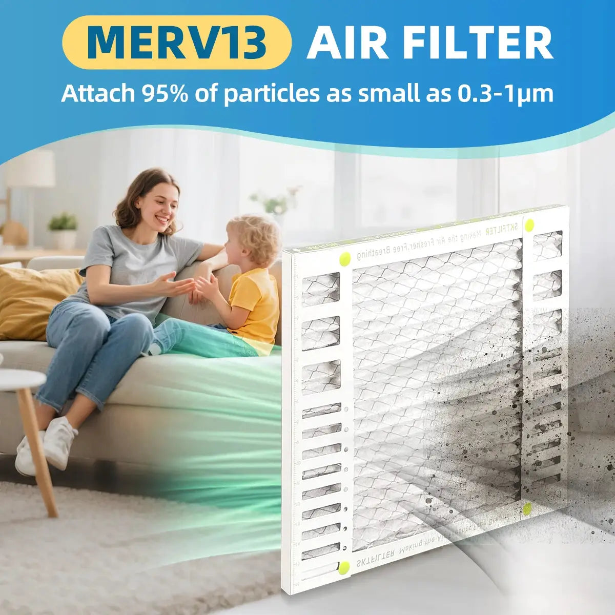 20x25x1 AC Furnace Air Filter MERV 13 Comparable with HVAC Air Condition cabin Vent Fan 19.55 x 24.45 x 0.75 6 Packs from PriceLows™