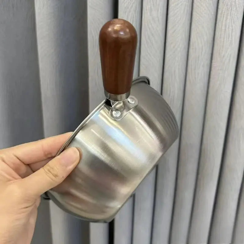 Stainless Steel Noodle Pot | One Person | Peach Wood Handle | Mini Cooker