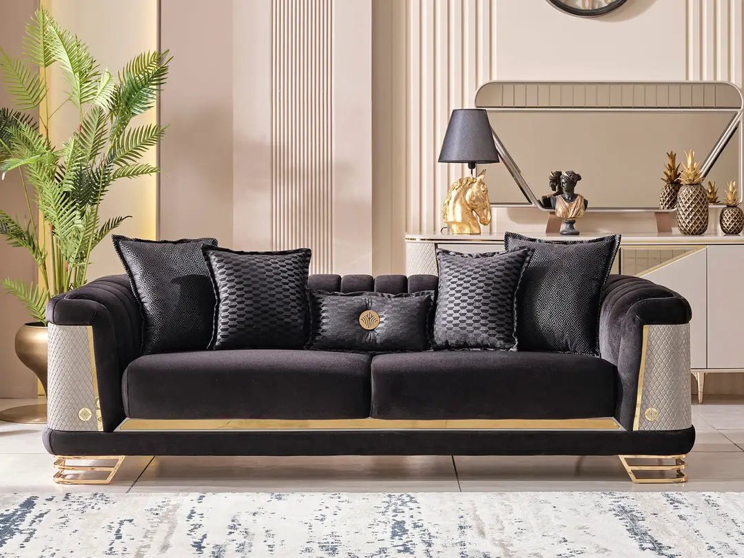 Living Room Set | Fabric Upholstery | Wood Frame | Sofa Loveseat Chair