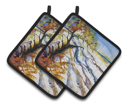 Pot Holder Set of 2 | Heat Resistant Quilted Hot Pads | 7.5 x 7.5 Inch | Sand Dune