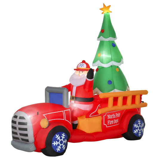 Santa Fire Truck Inflatable | Christmas Decor | PriceLows™