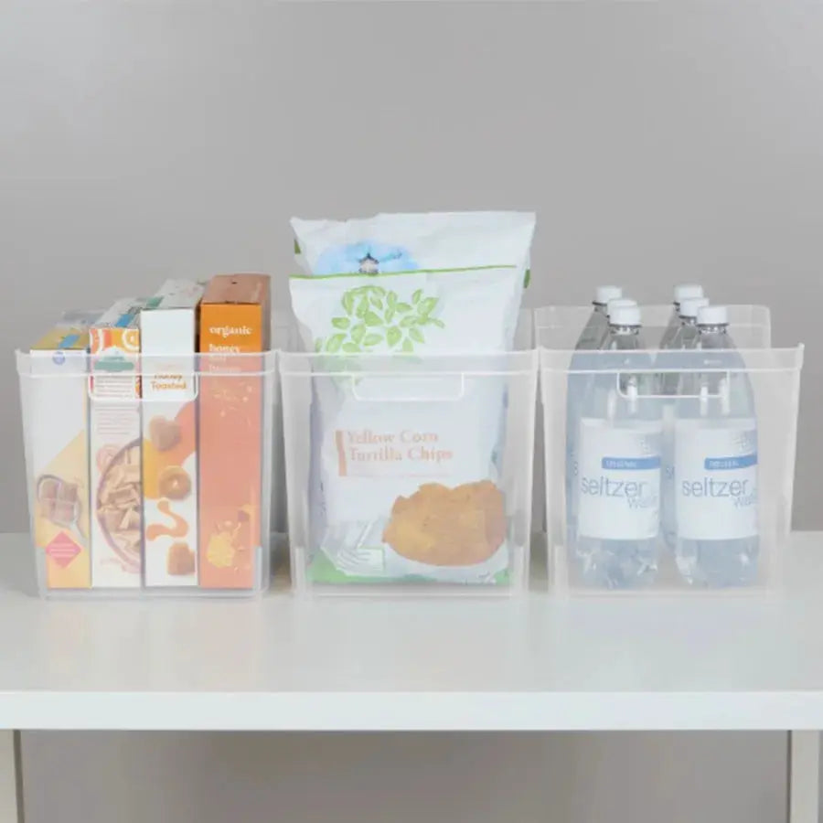 Wide Shelf Bin Set Clear Plastic Open Storage Containers for Home, Office Kitchen Organization Multi-purpose Stackable Organize from PriceLows™