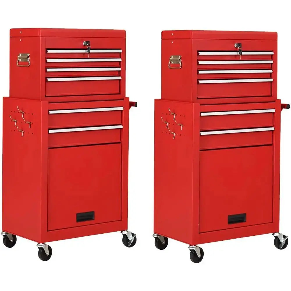 Dual-Layer Rolling Tool Chest with 6-Drawer Set, Removable Organizer, Lockable Storage Cabinet from PriceLows™