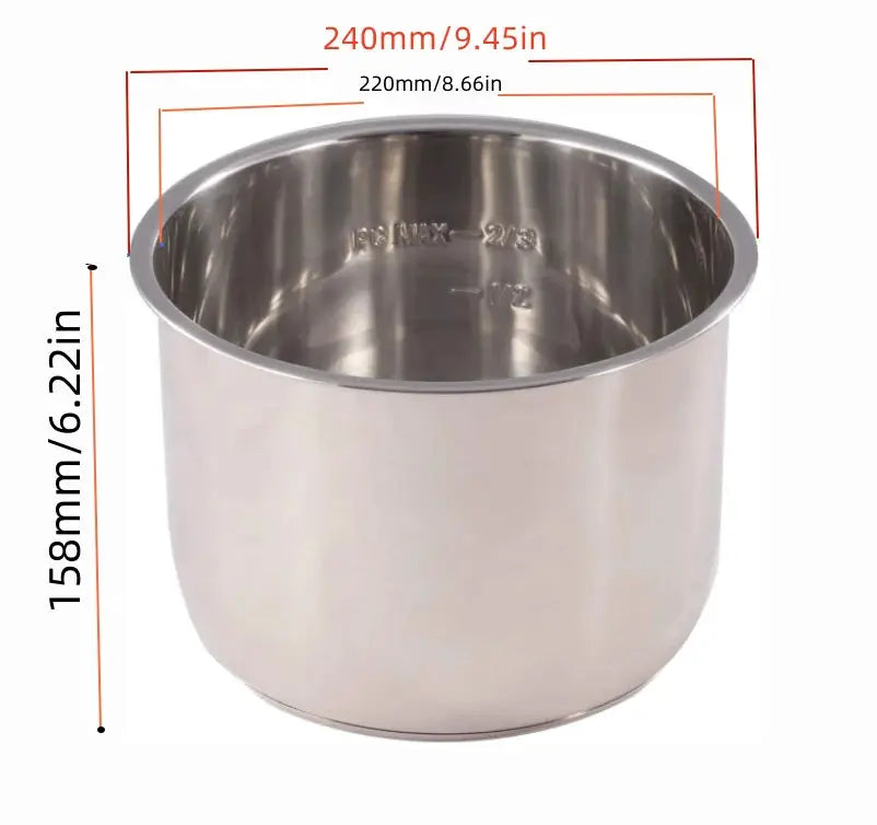 Stainless Steel Inner Pot | 304 Stainless | Instant Pot Ready | 6 Quart