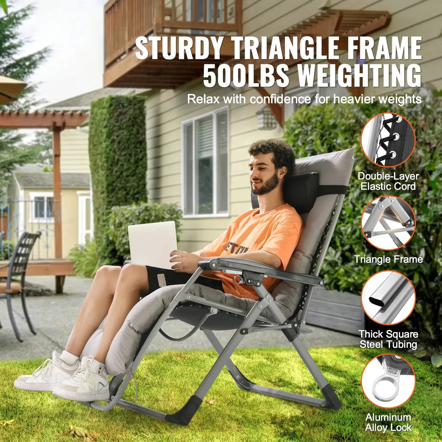SucceBuy Zero Gravity Chair Zero Gravity Recliner Lounge Chair Adjustable Anti Gravity Chair with Cushion Footrest and Cupholder from PriceLows™