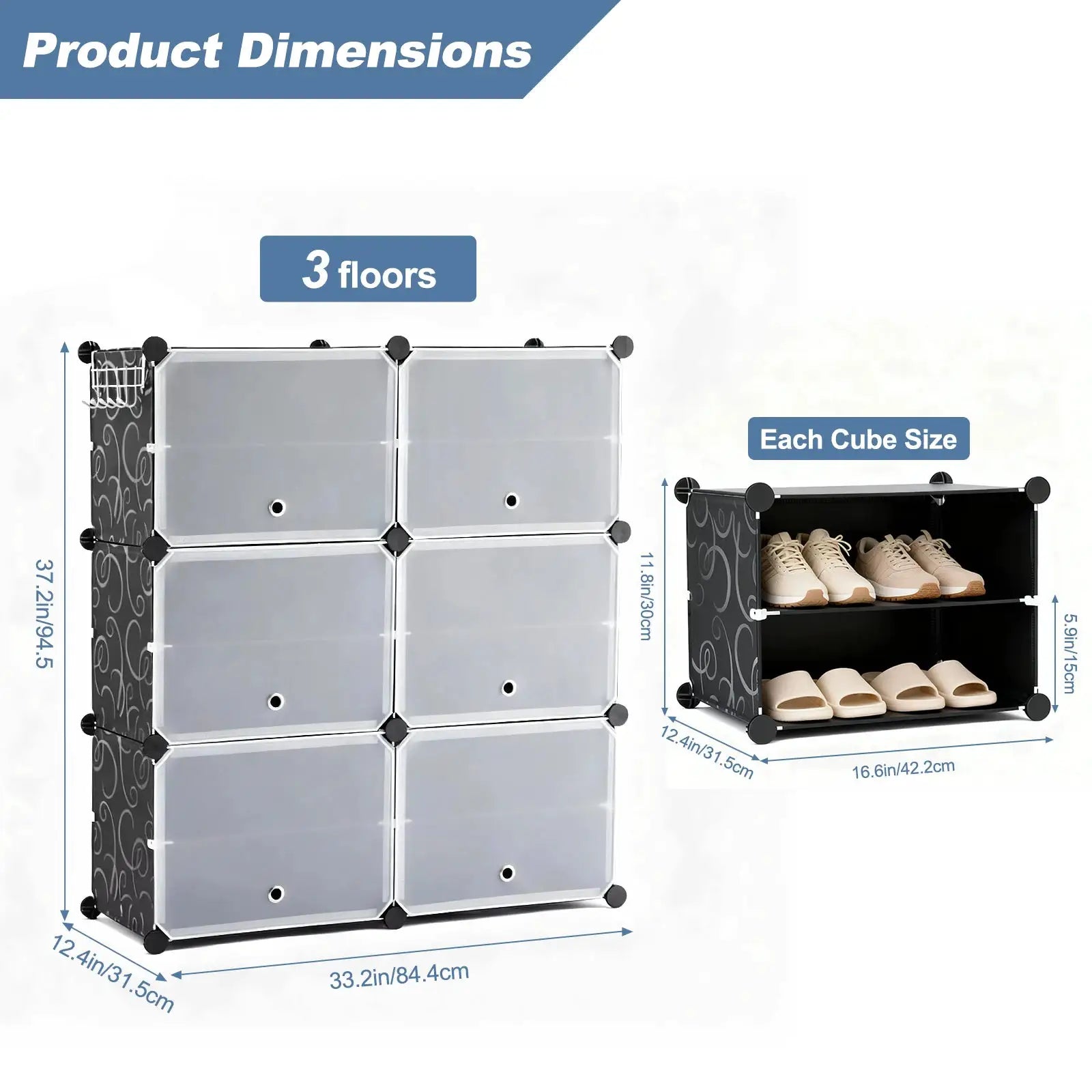 JHK 6-Tier Plastic Stackable Shoe Storage Cabinet with Door Multilayer Shoe Shelves Organize for Space Saving Cabinet Home from PriceLows™