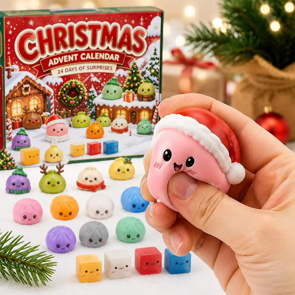 Christmas Squishies Advent | 24 Day Countdown | Soft Plastic Minis | Gift Set