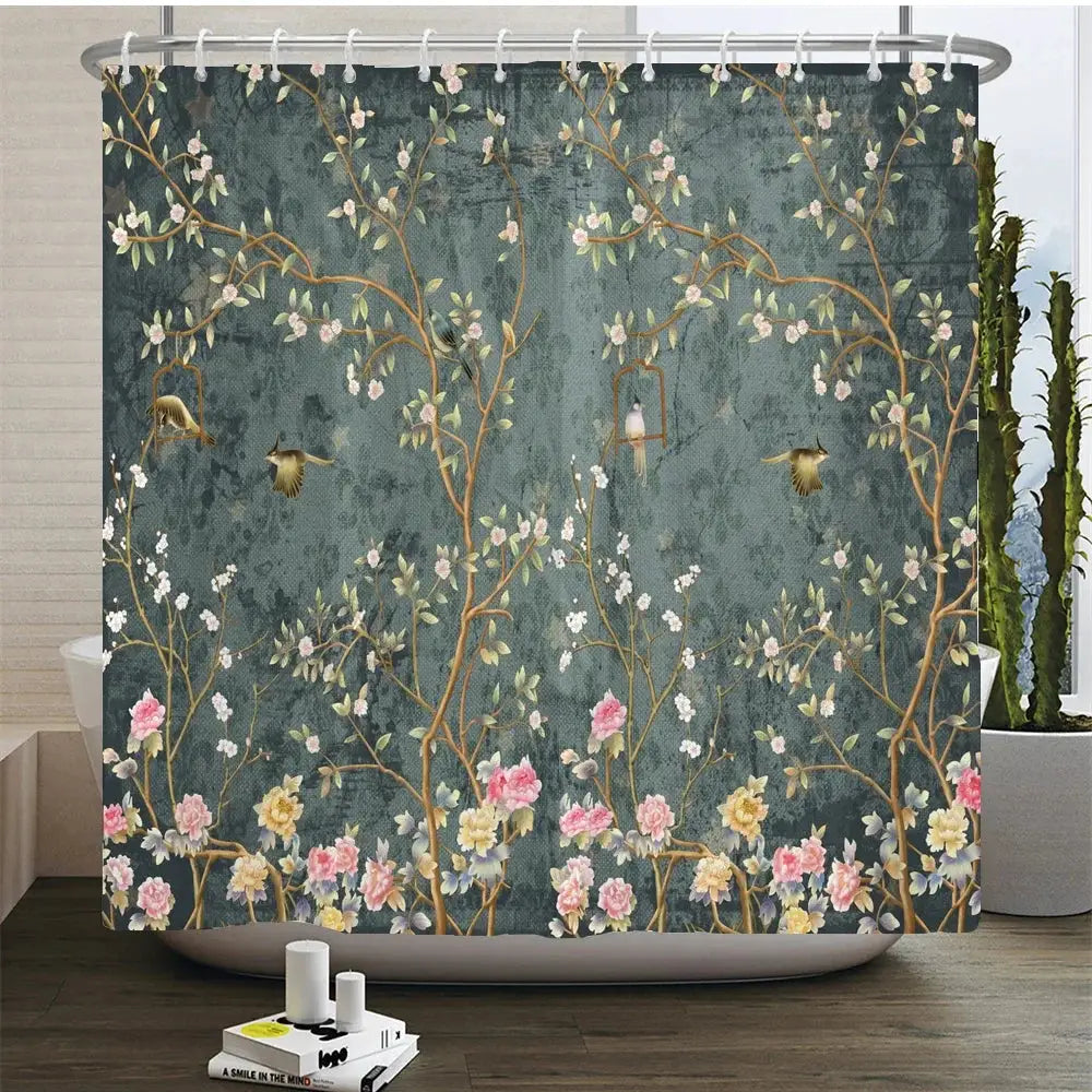 Chinese Style Flower and Birds Tree Shower Curtains Bath Curtain Waterproof Bathroom Decor With Hooks 3d Printing Bath Curtain from PriceLows™