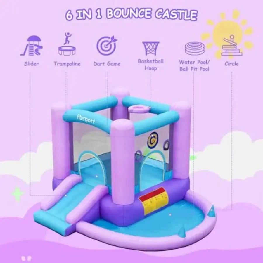 Inflatable Bounce House, Bounce Castle Slide for Indoor Outdoor, Toddler Baby Jumper Bouncer, Jumping Bouncy House with Blower, from PriceLows™