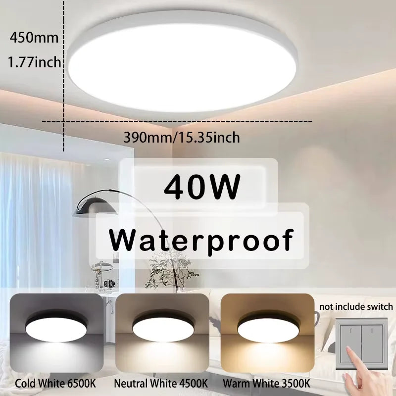 Waterproof LED Ceiling Light | 30W-40W | 220V | Black
