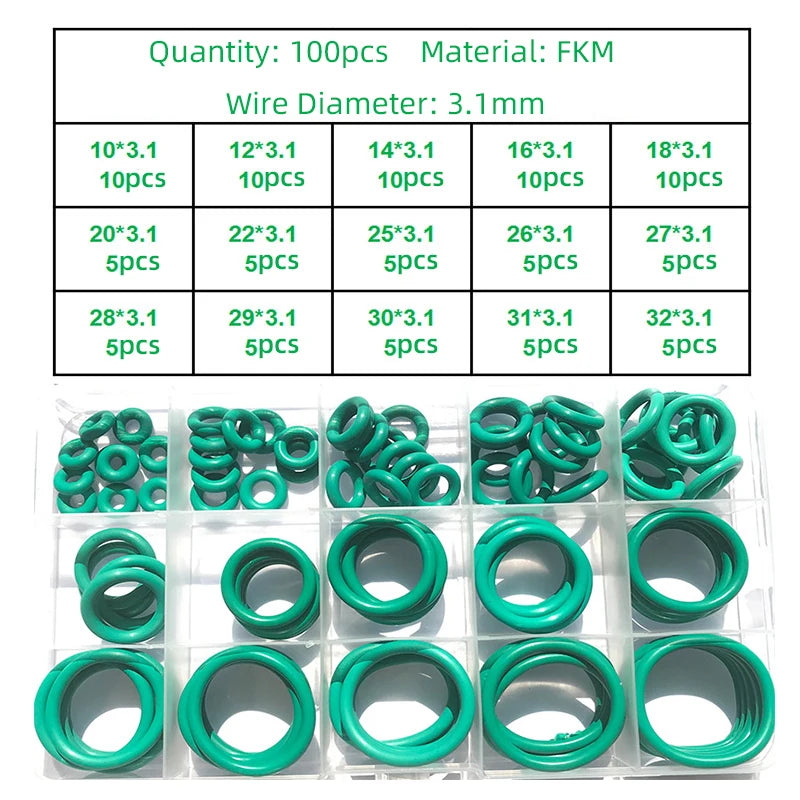 250-100Pcs FKM O Ring CS 1~3.1mm OD 4 ~ 32mm Sealing Gasket Insulation Oil High Temperature Resistance Fluorine Rubber O Ring from PriceLows™