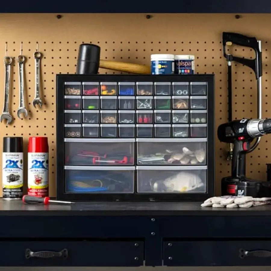 36-Drawer Storage Cabinet, Made in USA, Small Parts Storage Craft Organizer, Tool Chest, Hardware, Electronics, Screws, Nuts & Bolts, Garage & Workshop Storage, Teacher Toolbox, Black from PriceLows™