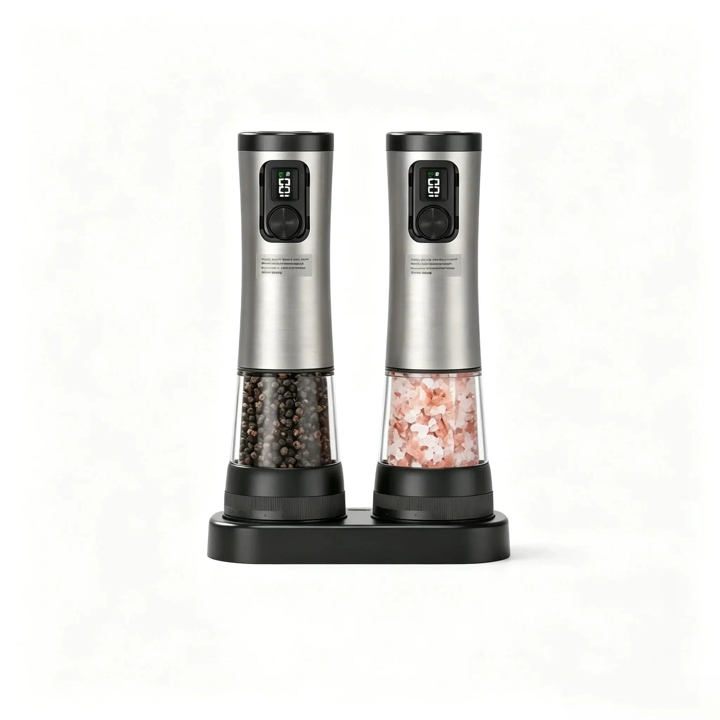 Automatic Salt And Pepper Grinder Set | Rechargeable Base | LED | 2-Piece Set