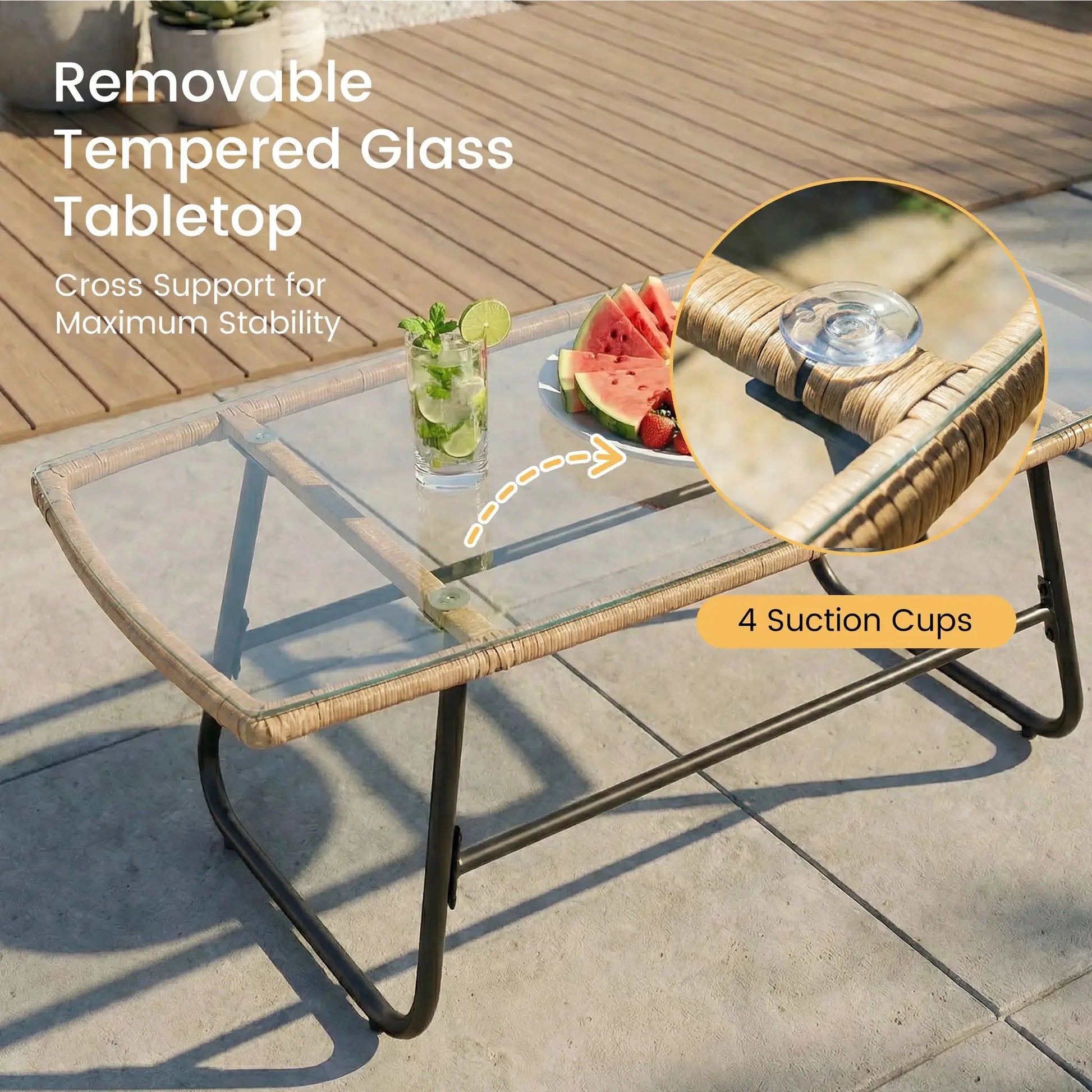 JHK Outdoor Wicker Patio Furniture Set 4 Pieces with Soft Cushion and Glass Table Manual Weaving Patio Chairs For Garden Lawn from PriceLows™