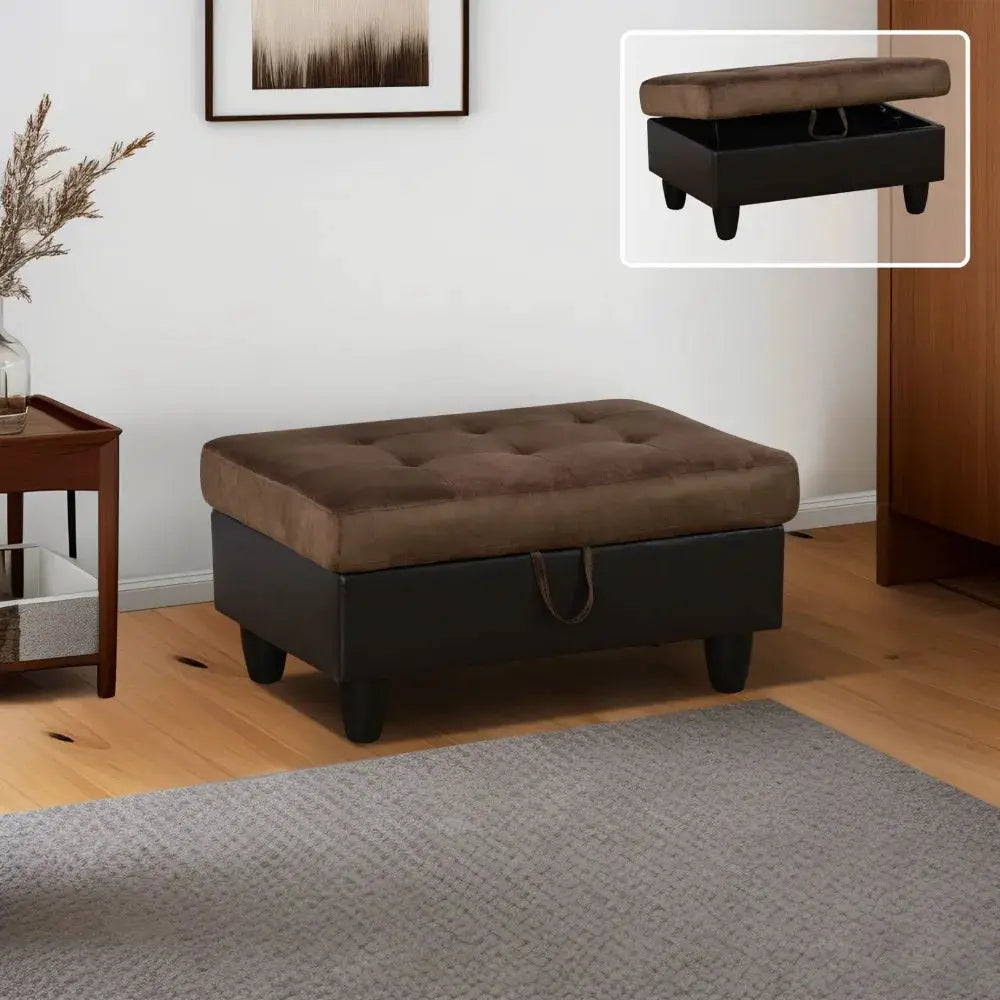 Brown Lint And PVC Living Room Storage Ottoman nordic furniture step stool portable stool from PriceLows™