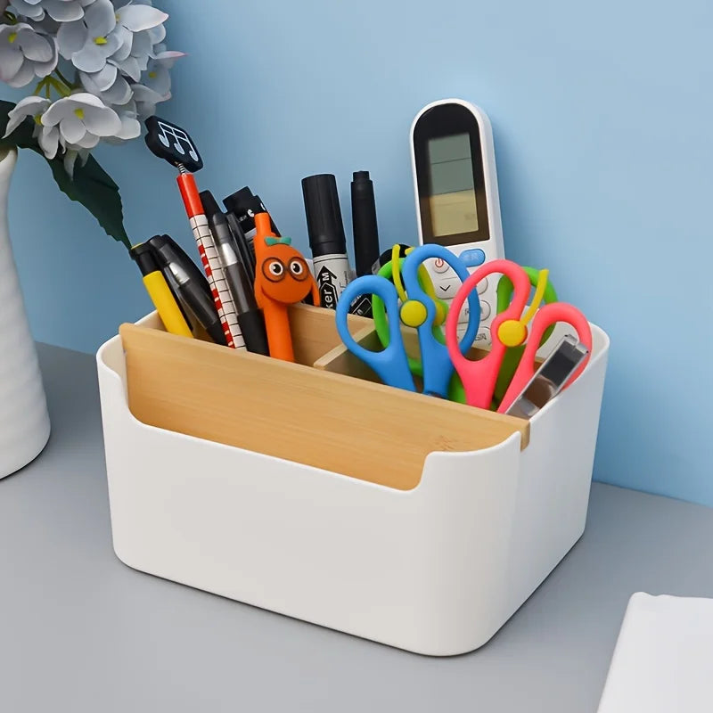 Desk Organizer | Bamboo | 5 Compartments | Home Office Storage