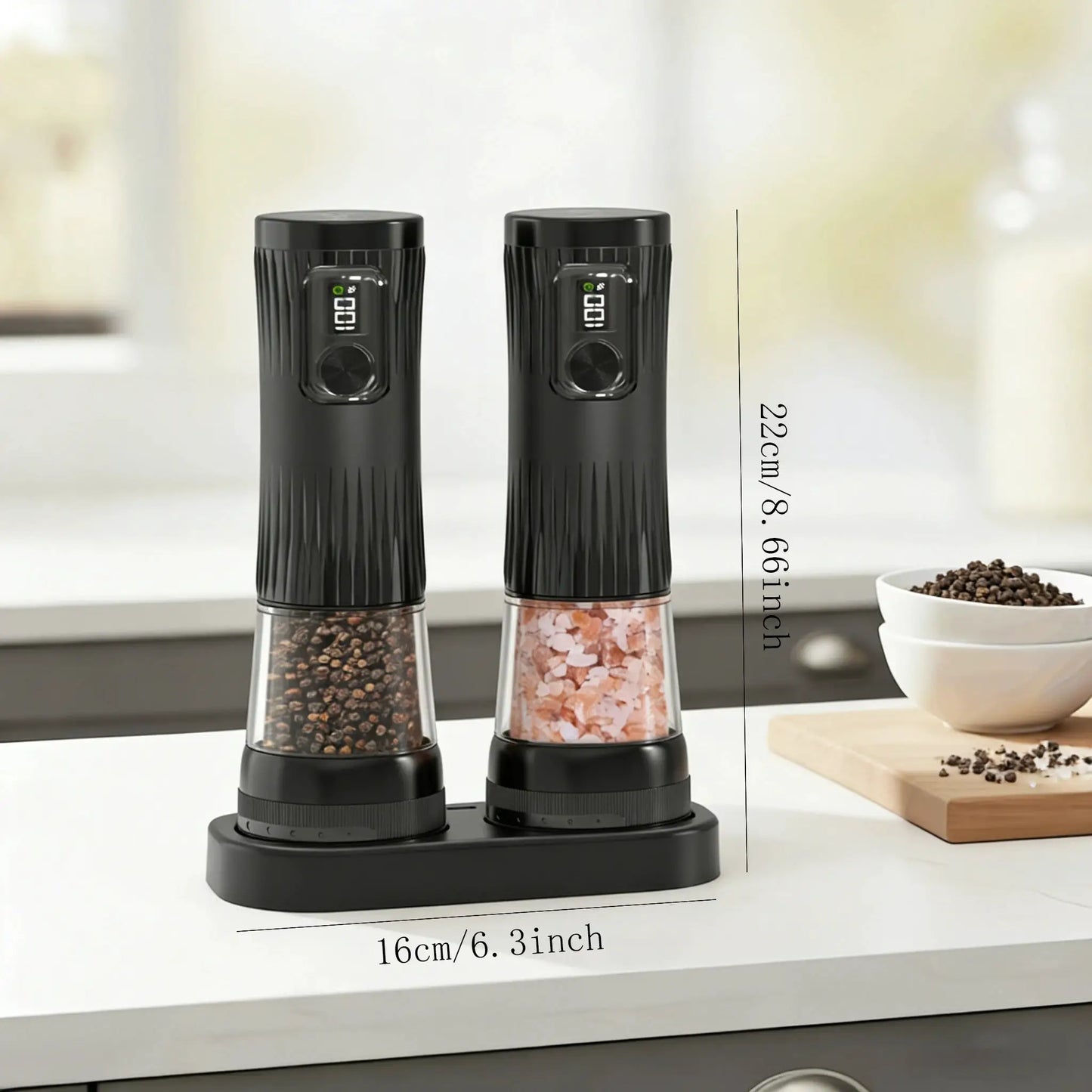 Electric Salt And Pepper Grinder Set | USB Rechargeable | Ceramic Mills