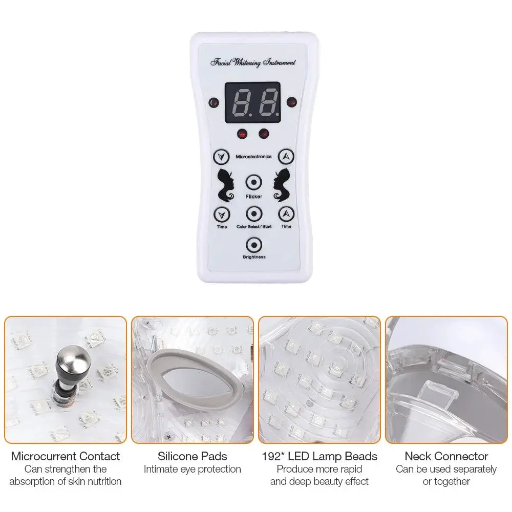 7 Colors Light LED Face Neck Beauty Mask Photon Red Light Facial Skin Care Anti Aging Rejuvenation Brighten Skin Care Tool from PriceLows™