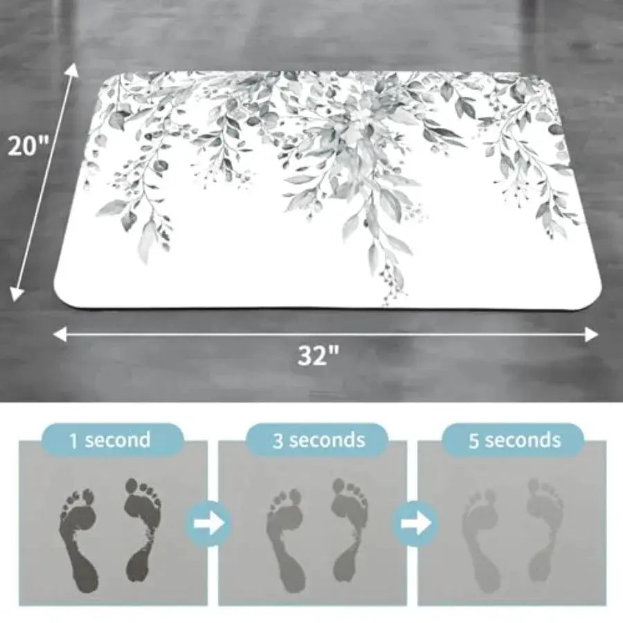 Eucalyptus Leaves Bath Mat Rug Set 2 Pcs, Super Absorbent Quick Dry Bathroom Rug Set, Non Slip Rubber Backed Bathroom Floor Mat from PriceLows™
