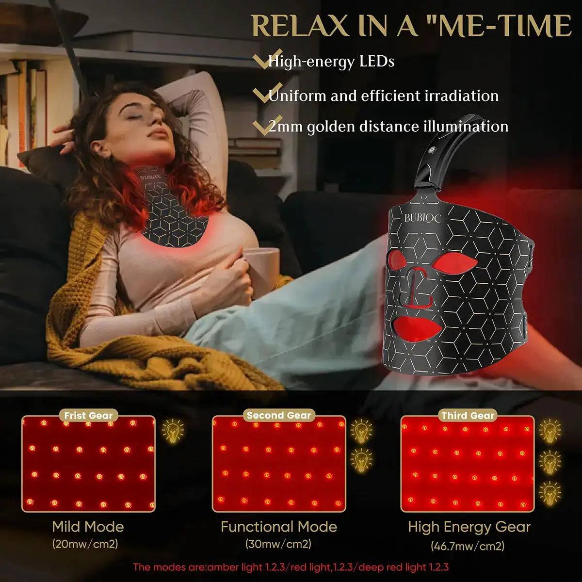 Portable Silicone LED Face Mask with Neck Red Light Near Infrared Therapy Anti Aging Repair Skin Brighten Skin Tone Home Use from PriceLows™