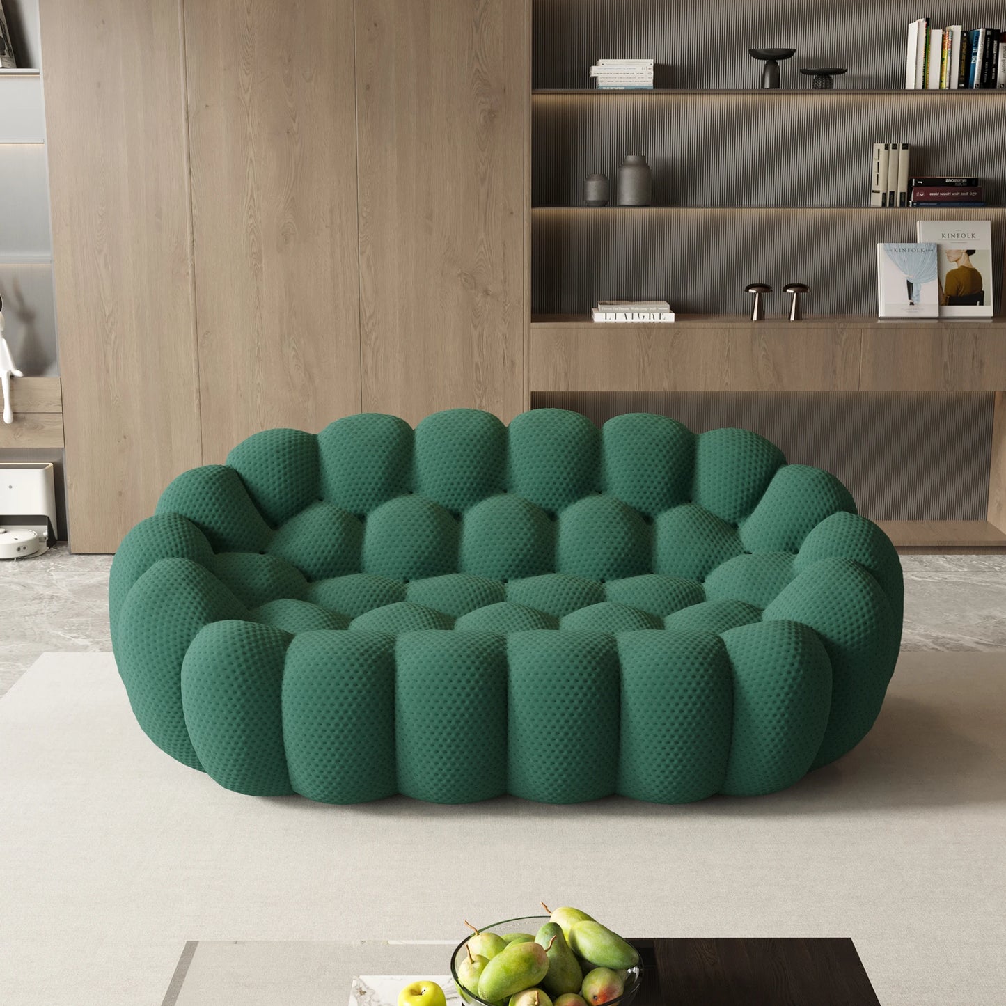 Sofa | 78 Inch Curved | 3D Knitted Fabric | Living Room Floor Sofa