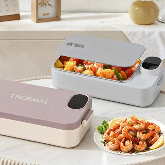 Rechargeable Heated Lunch Box Keep-Warm 304 Stainless Steel Lunch Box Portable Food Warmer Easy to Clean Thermal for Commuting from PriceLows™