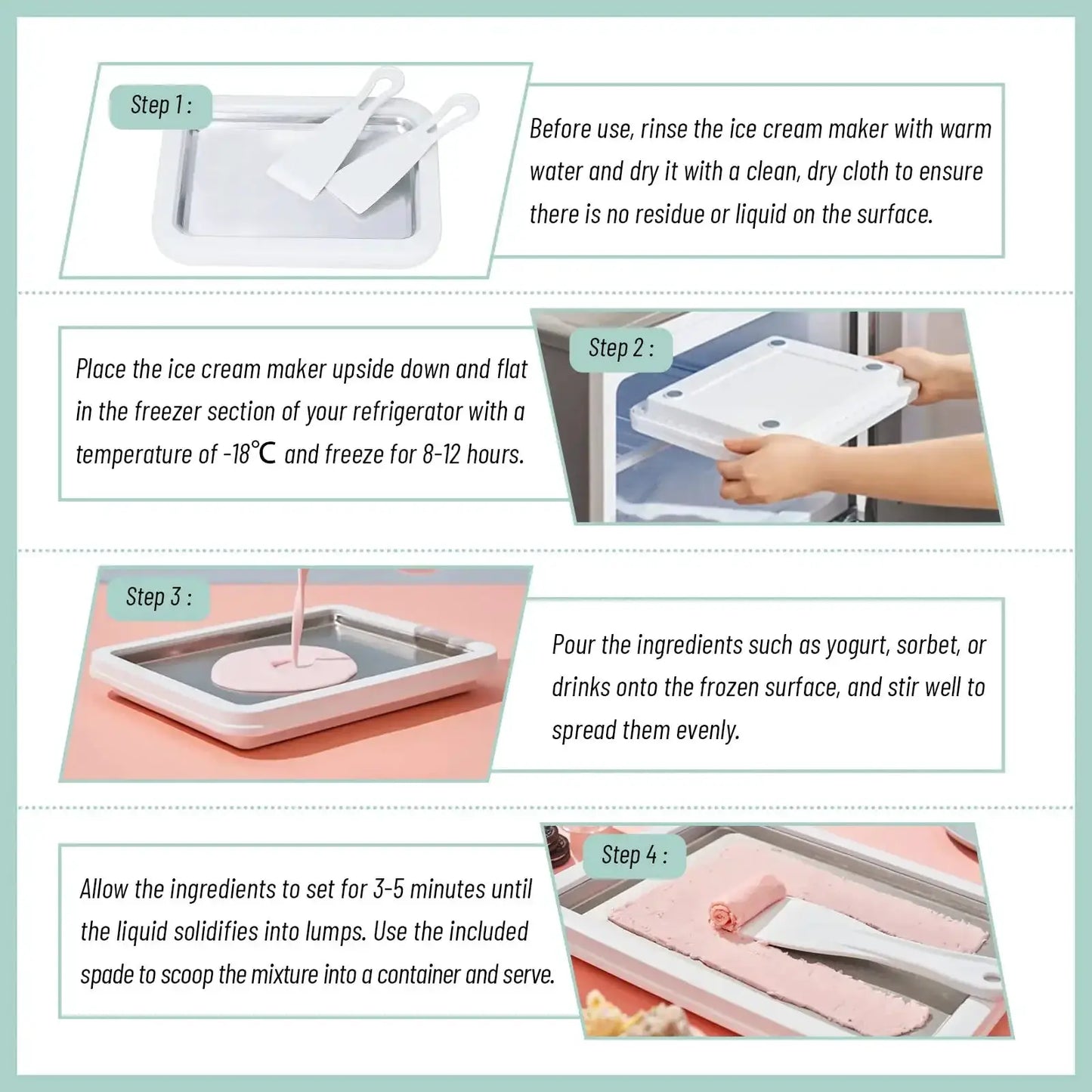 Multifunctional Rolled Ice Cream Maker Cold Sweet Fried Ice Pan DIY Household Frozen Yogurt Maker for Homemade Stir Fry Ice Tray from PriceLows™