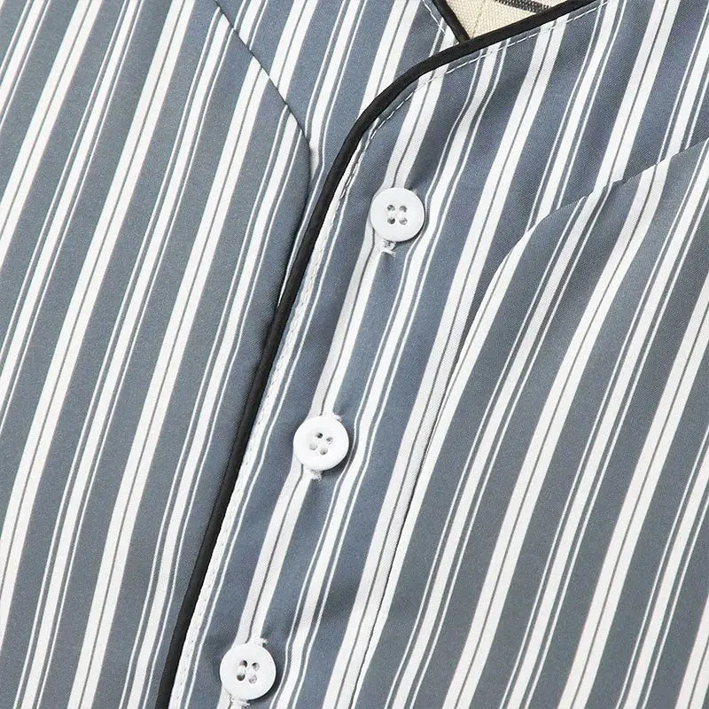 Men Short Sleeve Robe | Striped Polyester | V Neck Pattern | S-3XL Sizes