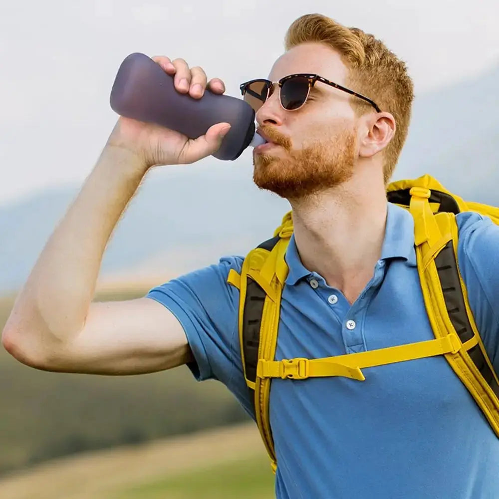 Handheld Collapsible Cycling Bottle 350ml Capacity Wide Mouth Hydration Bottle Silicone Soft Flask Gym from PriceLows™