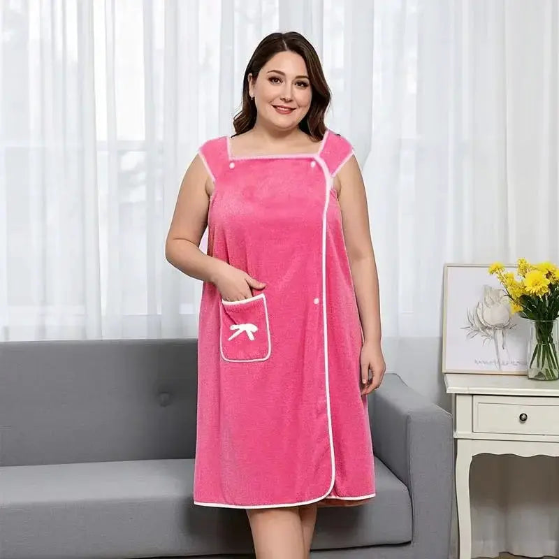 Women Bath Towel | Quick Dry Polyester | Wrap Style With Pocket | Plus Size