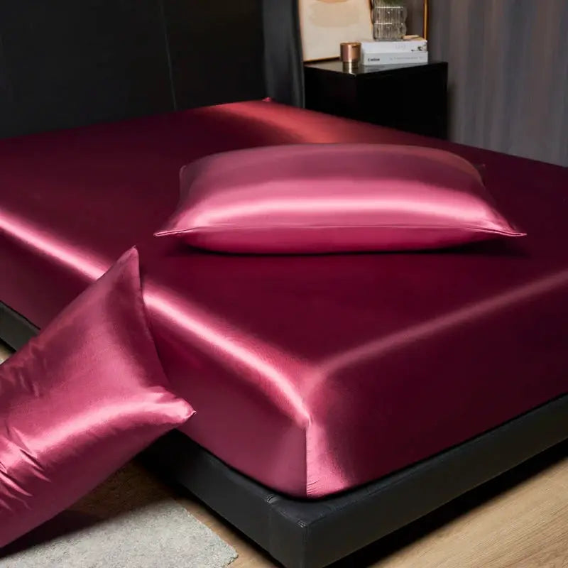 Satin Fitted Sheet Set | Smooth Polyester | Deep Pocket Fit | Queen King