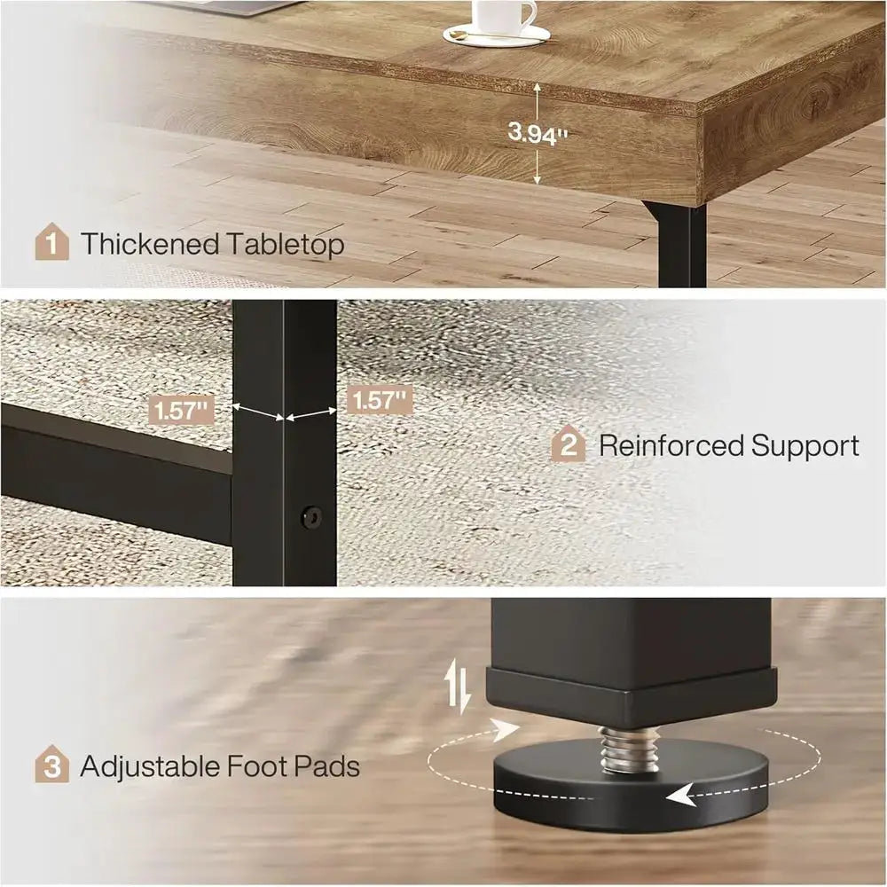 Rustic 55 Industrial-Style Laptop Desk for Home Office, Sturdy Metal Leg Desk, Compact Business Workstation, Small Conference Ta from PriceLows™