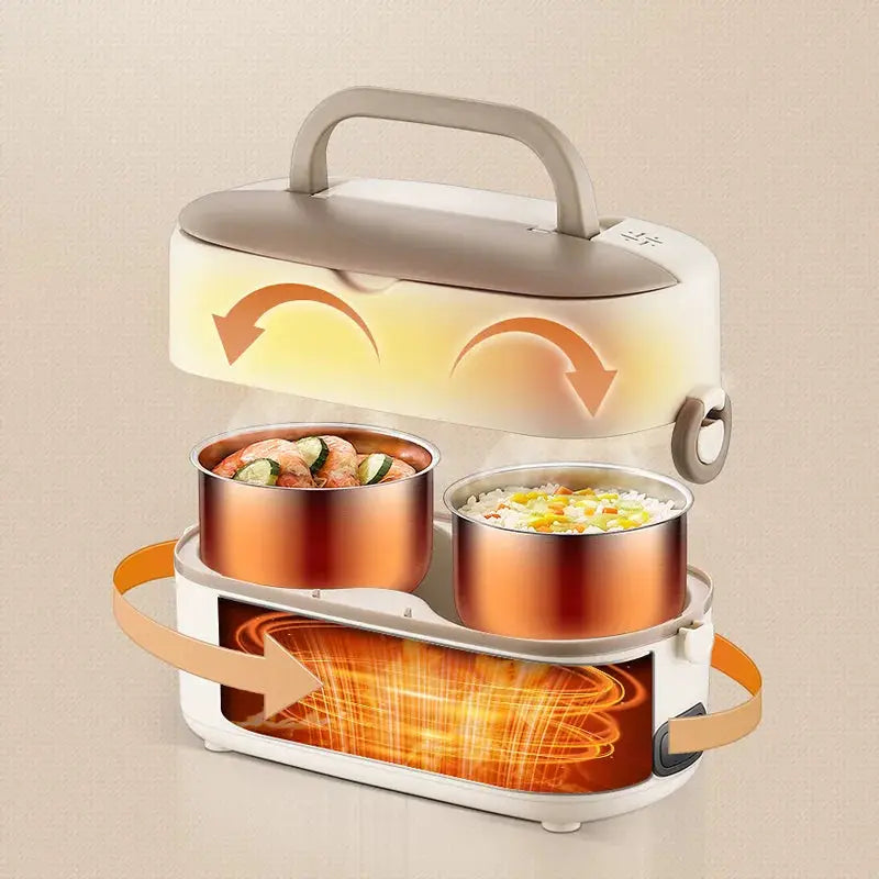 Upgraded 2.4L Double-layer Portable Electric Heating Lunch Box Household Multi-functional Rice Cooker Steamer Small Lunch Box from PriceLows™